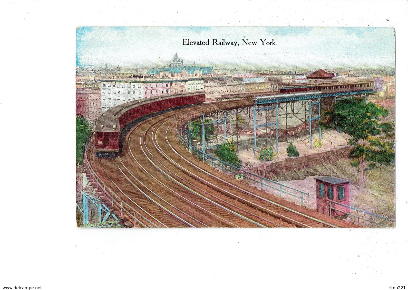 Cpa - New York - Elevated Railway - Train Suspendu échafaudage - - Transport