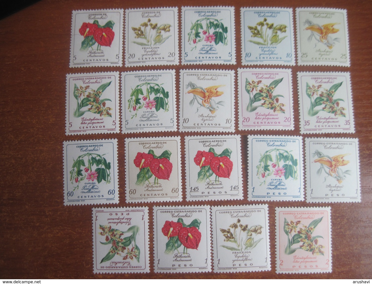 Colombia 1960-62 Airmail  Flora Flowers Orchids  Full Set MVLH - Orchids