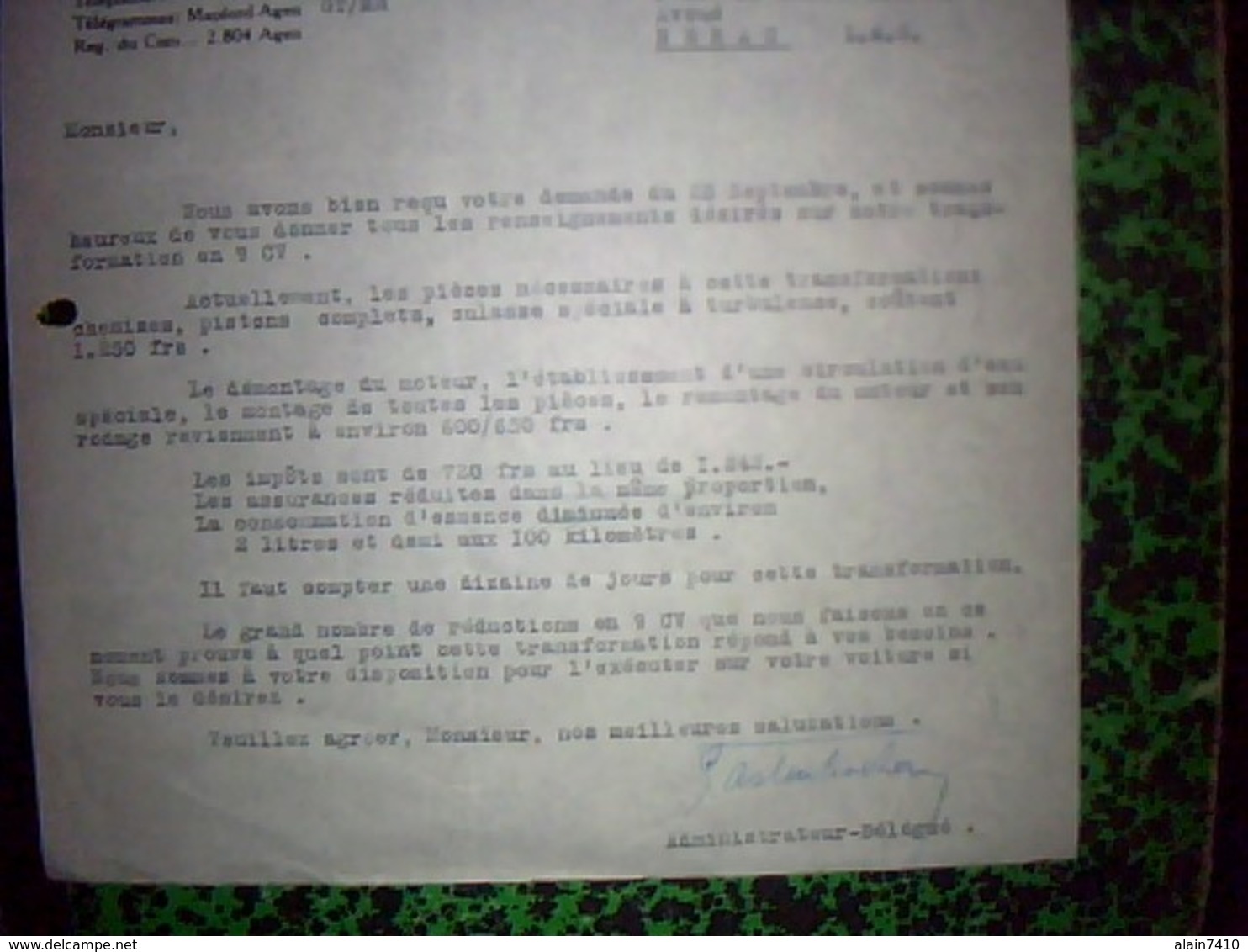 Facture Lettre Ford Lincoln Fordson  Voitures Camions Tracteurs Maleville Pigeon Agence Ford A Agen Annèe 1926 - Transports