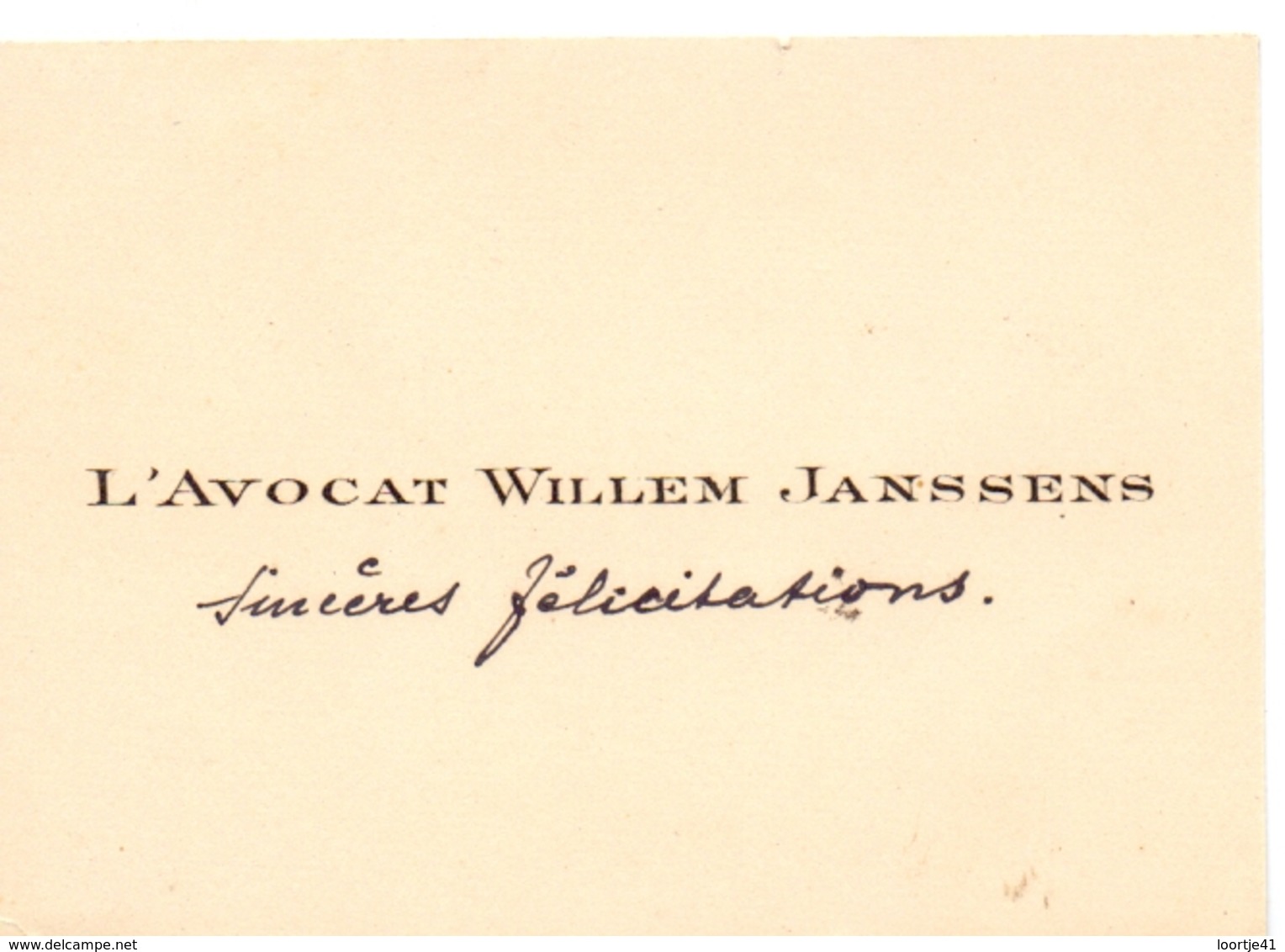 Visitekaartje - Carte Visite - Advocat Willem Janssens - Cartes De Visite