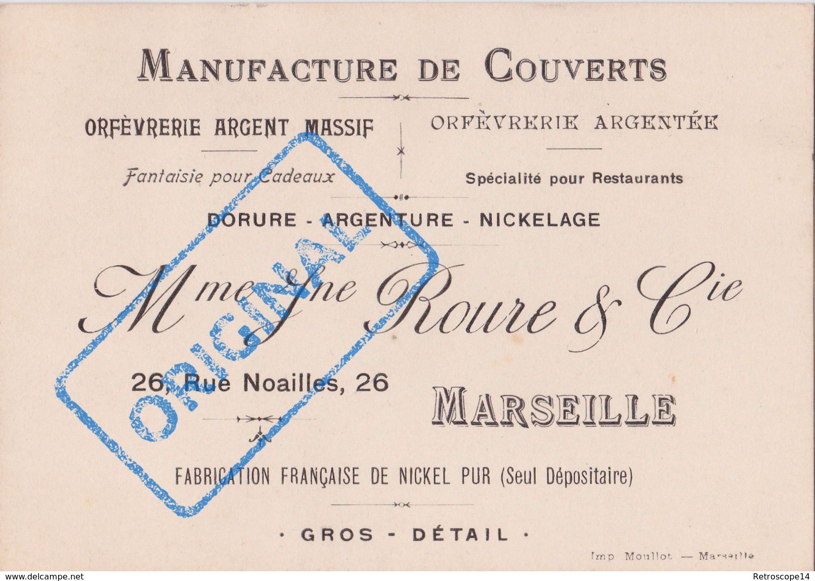 1906. MARSEILLE ROURE ORFEVRERIE COUVERTS ARGENT. Rue Noailles. - 1900 – 1949