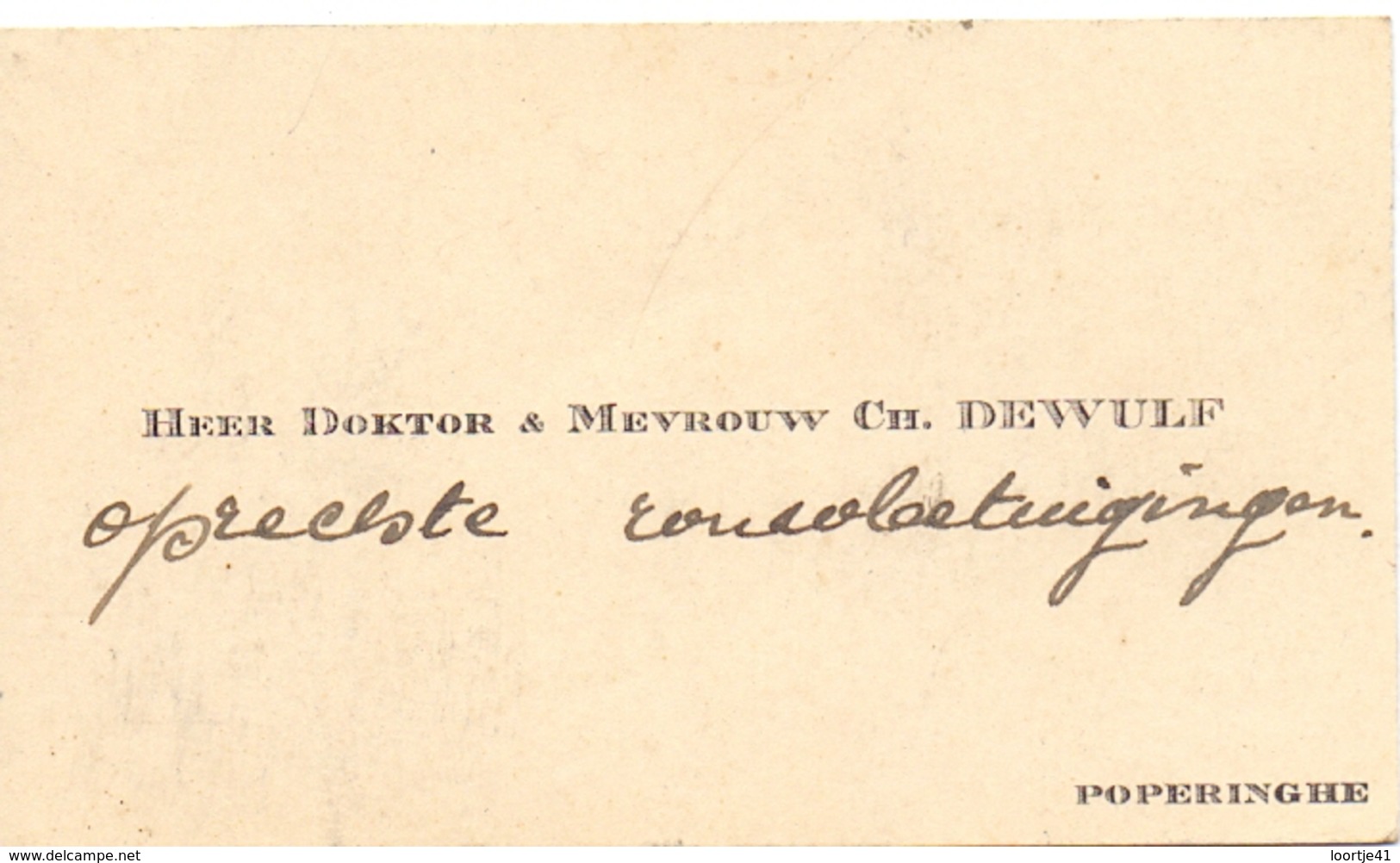 Visitekaartje - Carte Visite - Dokter & Vrouw Ch. Dewulf - Poperinge - Cartes De Visite