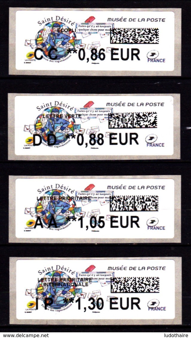 Atm-Lisa / Nouveau Tarif 01/01/19 Lot CC 0.86, DD 0.88, AA 1.05, IP 1.30 € Saint-Désiré, Musée De La Poste - 2010-... Vignettes Illustrées