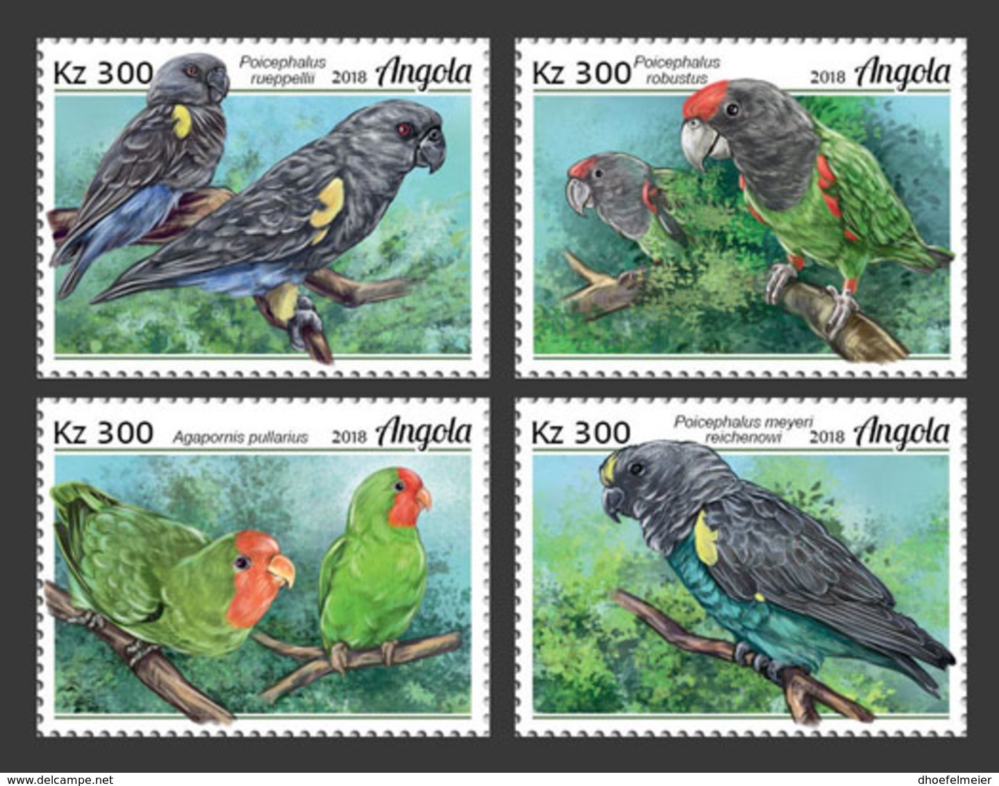 ANGOLA 2018 MNH Parrots Papageien Perroquets 4v - OFFICIAL ISSUE - DH1904 - Papageien