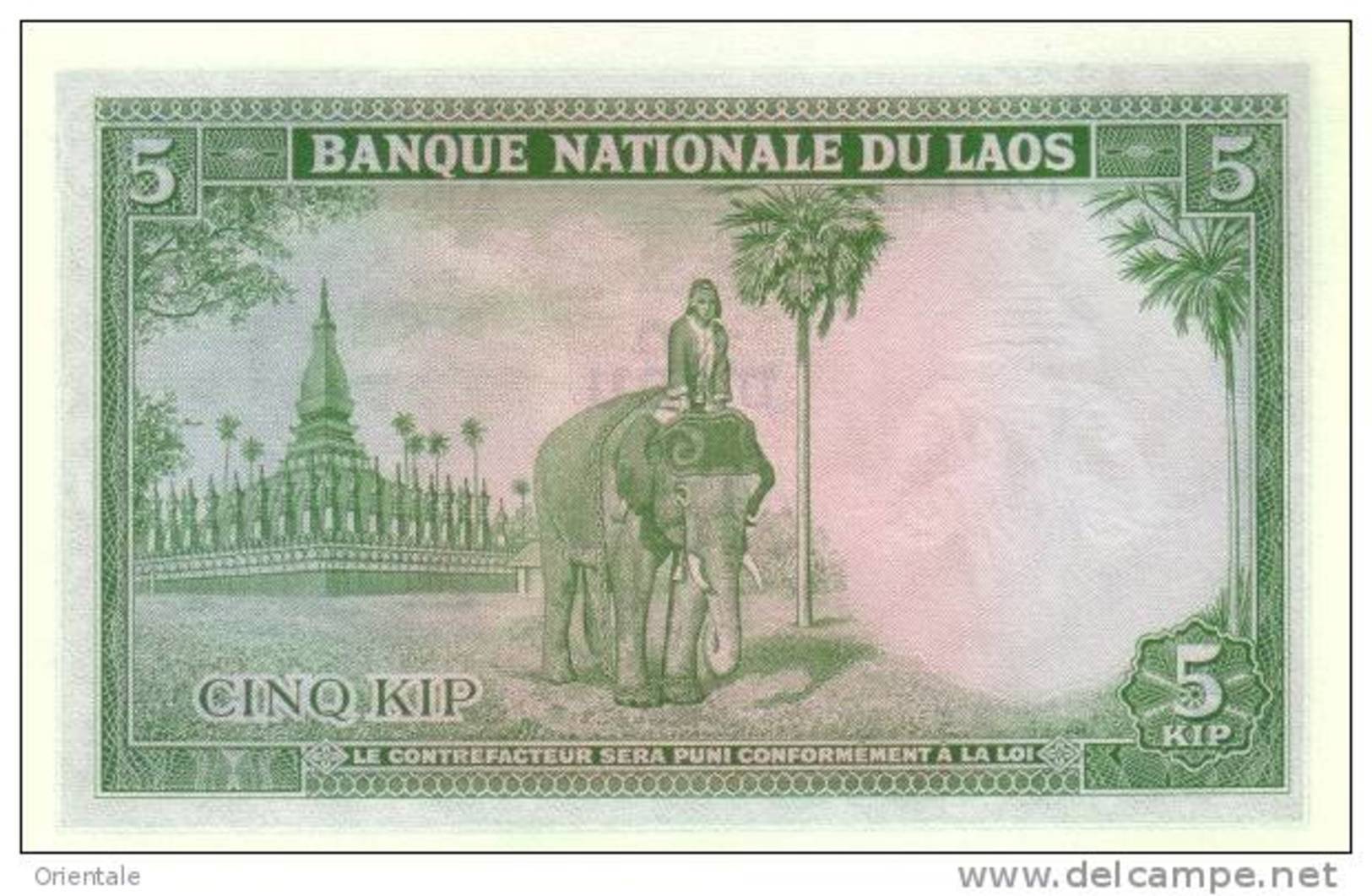 LAOS  P. 9b 5 K 1962 UNC - Laos