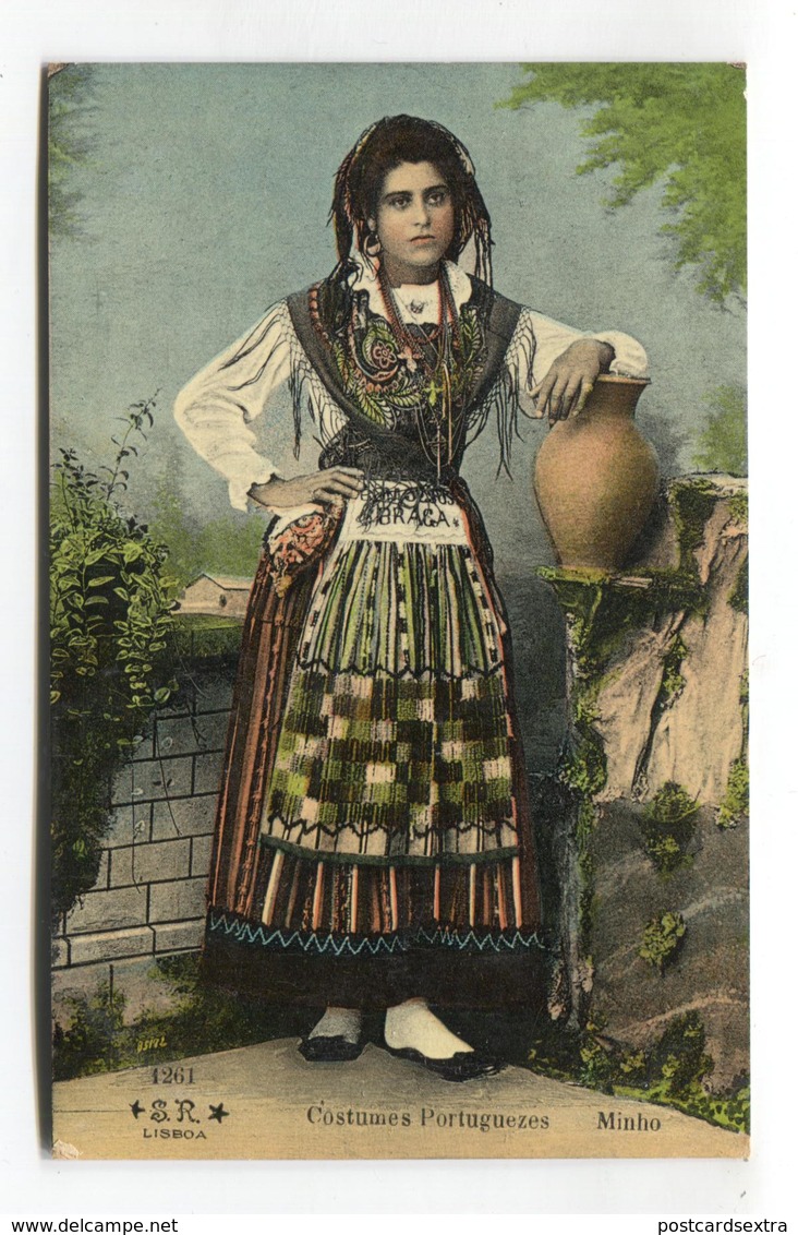 Costumes Portuguezes - Minho - Early Portugal Costumes Postcard - Other & Unclassified