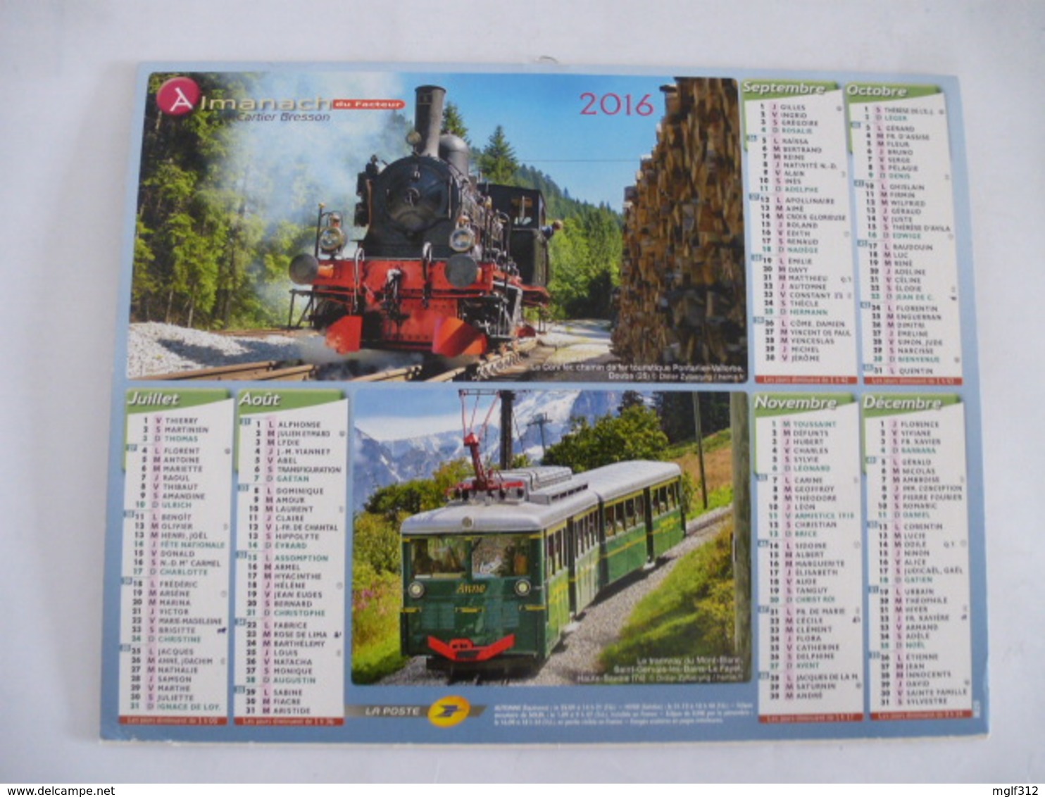 ALMANACH Du Facteur (Hérault)  2016 : PHOTOS DE TRAINS - Corse, TMB, Conifer Et La Rhune - Détails 2 Scans - Grand Format : 2001-...