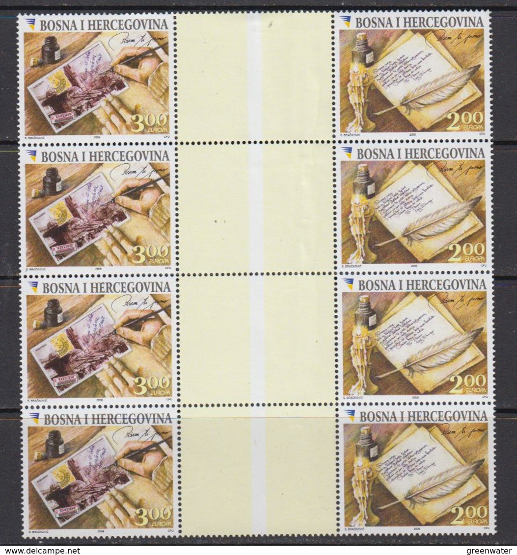 Europa Cept 2008 Bosnia/Herzegovina Sarajevo 2v Gutter - Strip Of 4 (wrinkle In Gutter)** Mnh (41821) - 2008