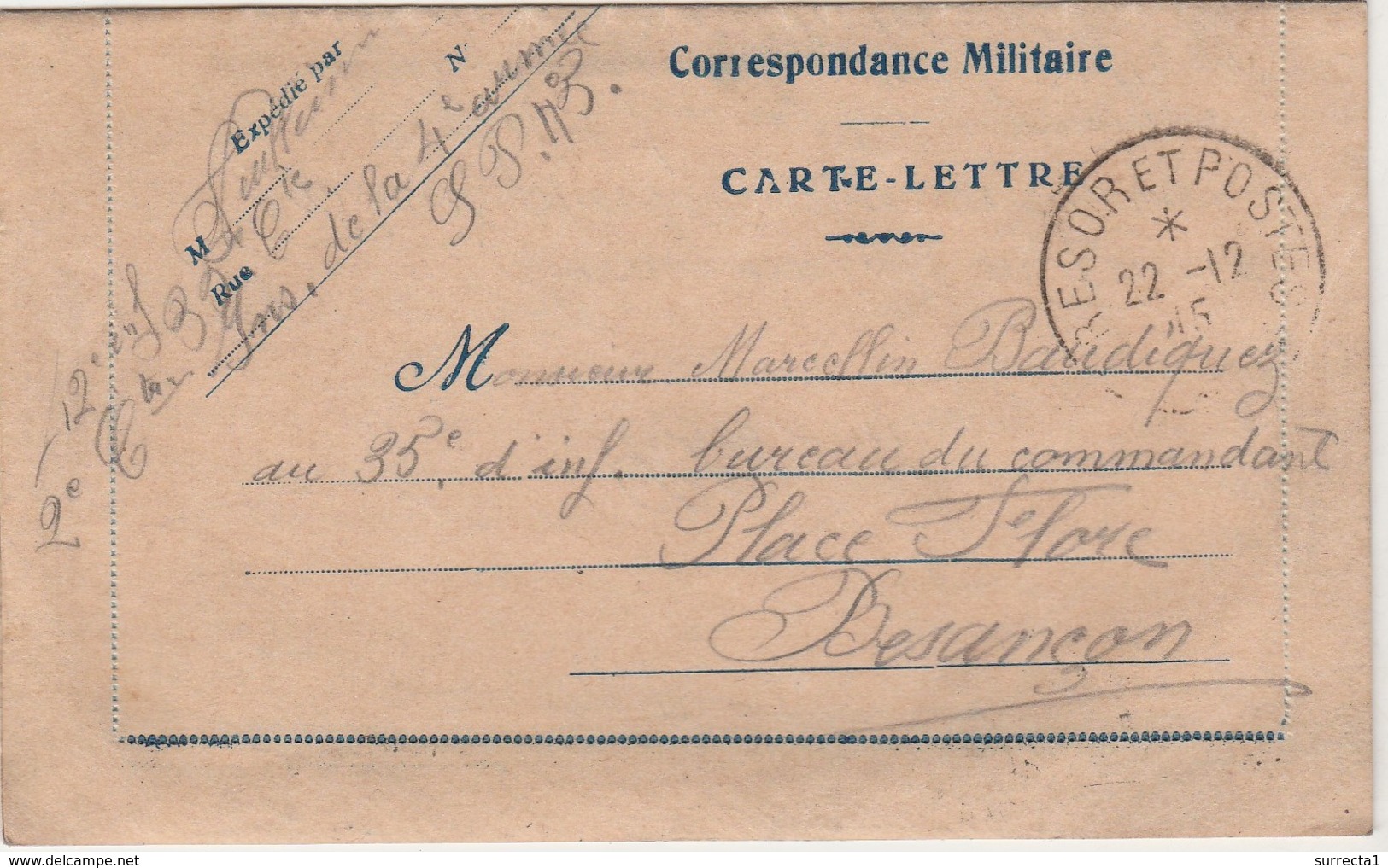 Carte-lettre Franchise Militaire 1915 / Récit Du Front : Canon, Aéros, Croix Sapin Des Morts, Tranchées, Les "boches". - 1914-18