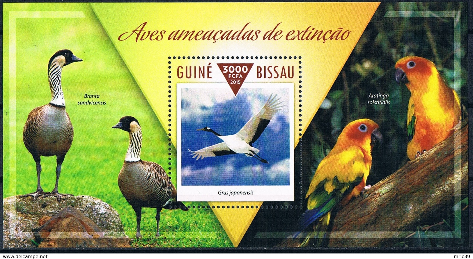 Bloc Sheet Oiseaux En Danger  Endangered Birds Neuf  MNH ** Guinee Guinea 2015 - Autres & Non Classés