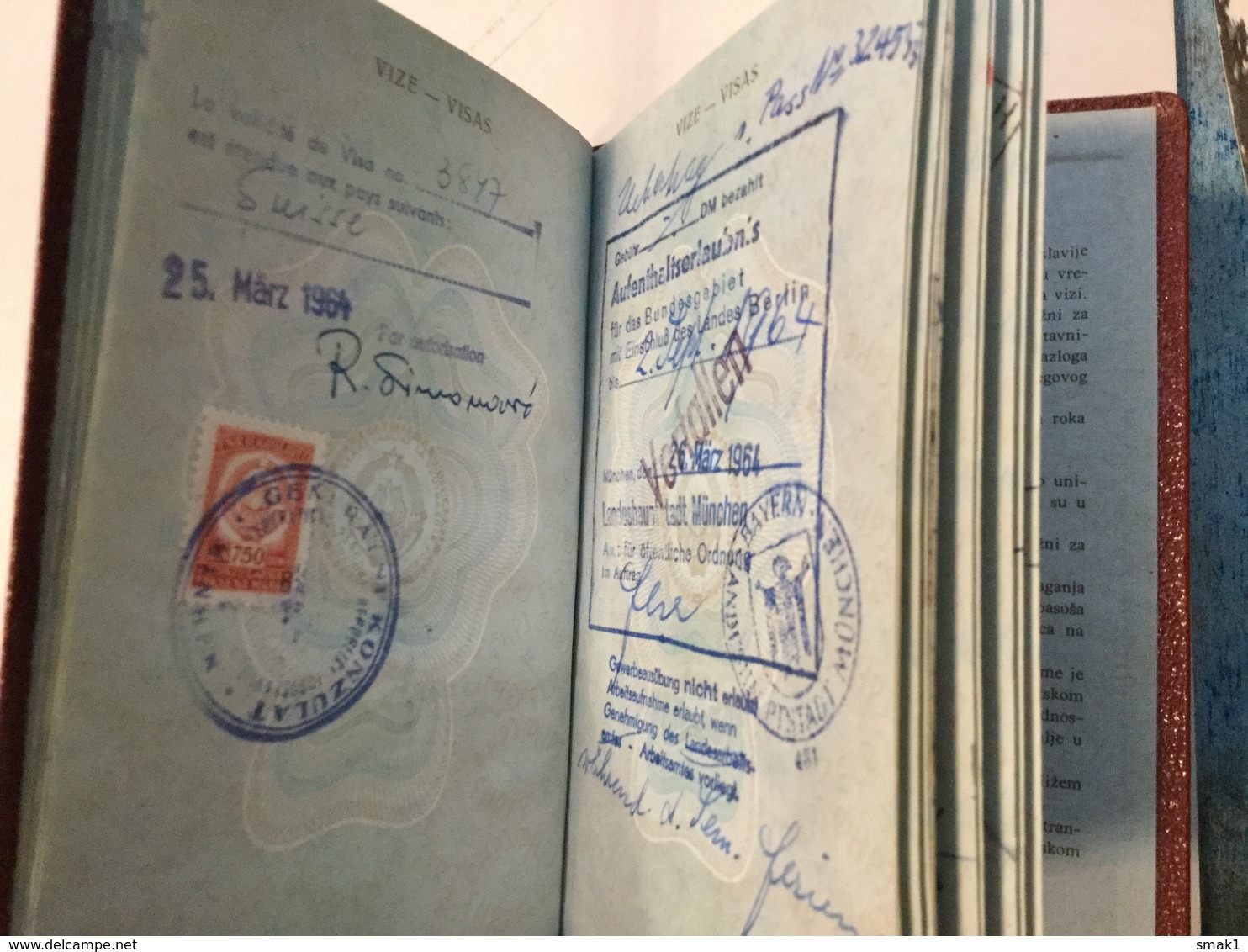 PASSPORT   REISEPASS  PASSAPORTO   PASSEPORT YUGOSLAVIA  1964. VISA TO: GERMANY , SUISSE , AUSTRIA - Historische Dokumente