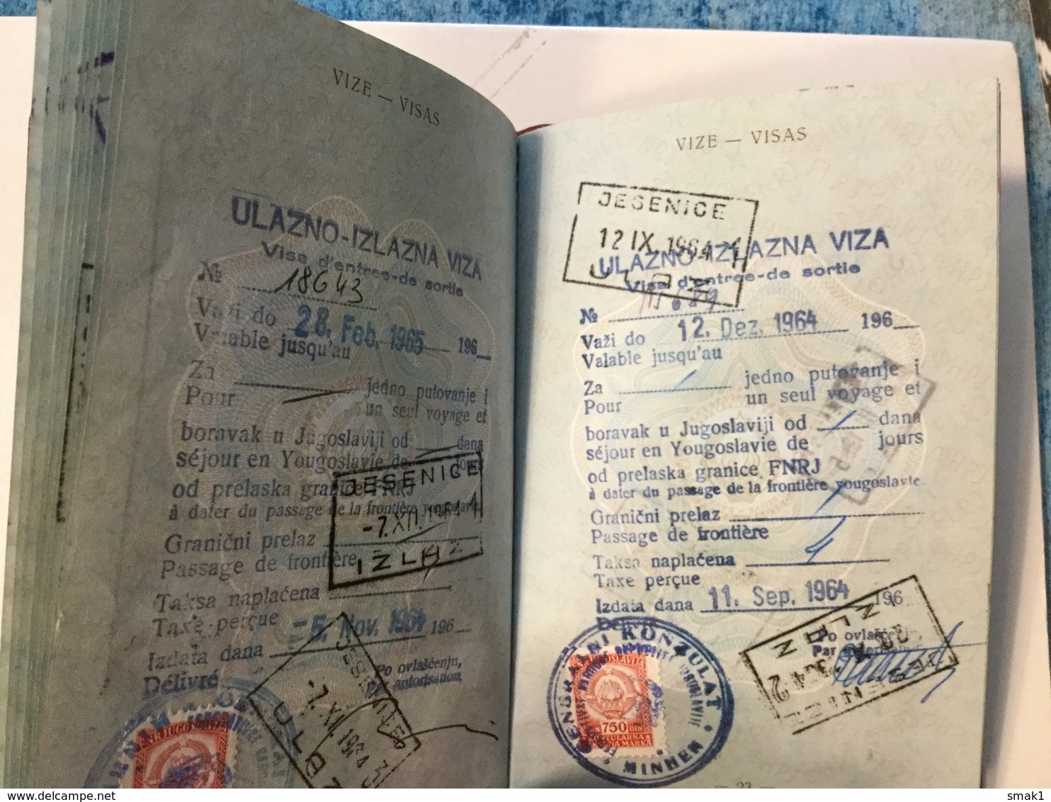 PASSPORT   REISEPASS  PASSAPORTO   PASSEPORT YUGOSLAVIA  1964. VISA TO: GERMANY , SUISSE , AUSTRIA