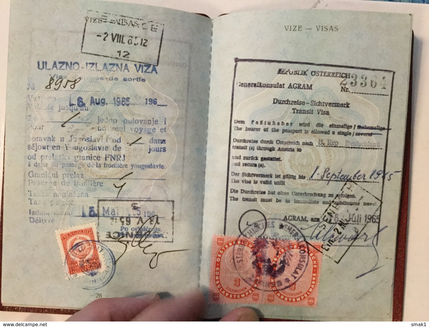 PASSPORT   REISEPASS  PASSAPORTO   PASSEPORT YUGOSLAVIA  1964. VISA TO: GERMANY , SUISSE , AUSTRIA