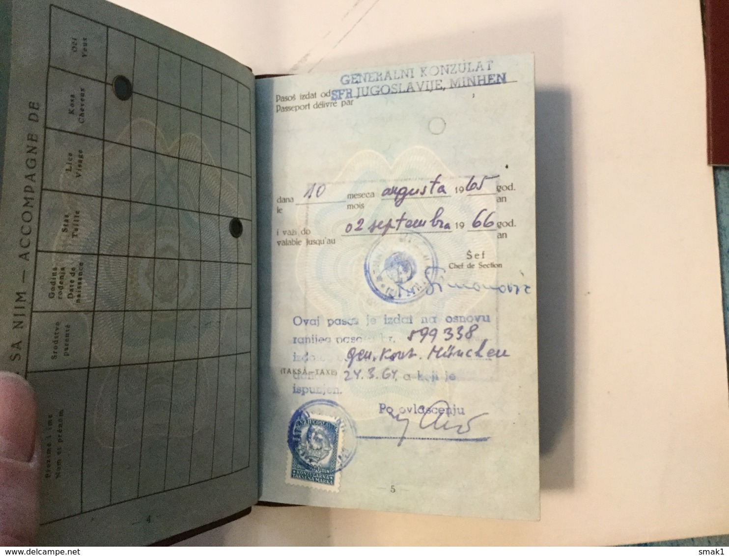 PASSPORT   REISEPASS  PASSAPORTO   PASSEPORT YUGOSLAVIA  1965. VISA TO: GERMANY , AUSTRIA , FRANCE , PORTUGAL , SPAIN - Historische Dokumente