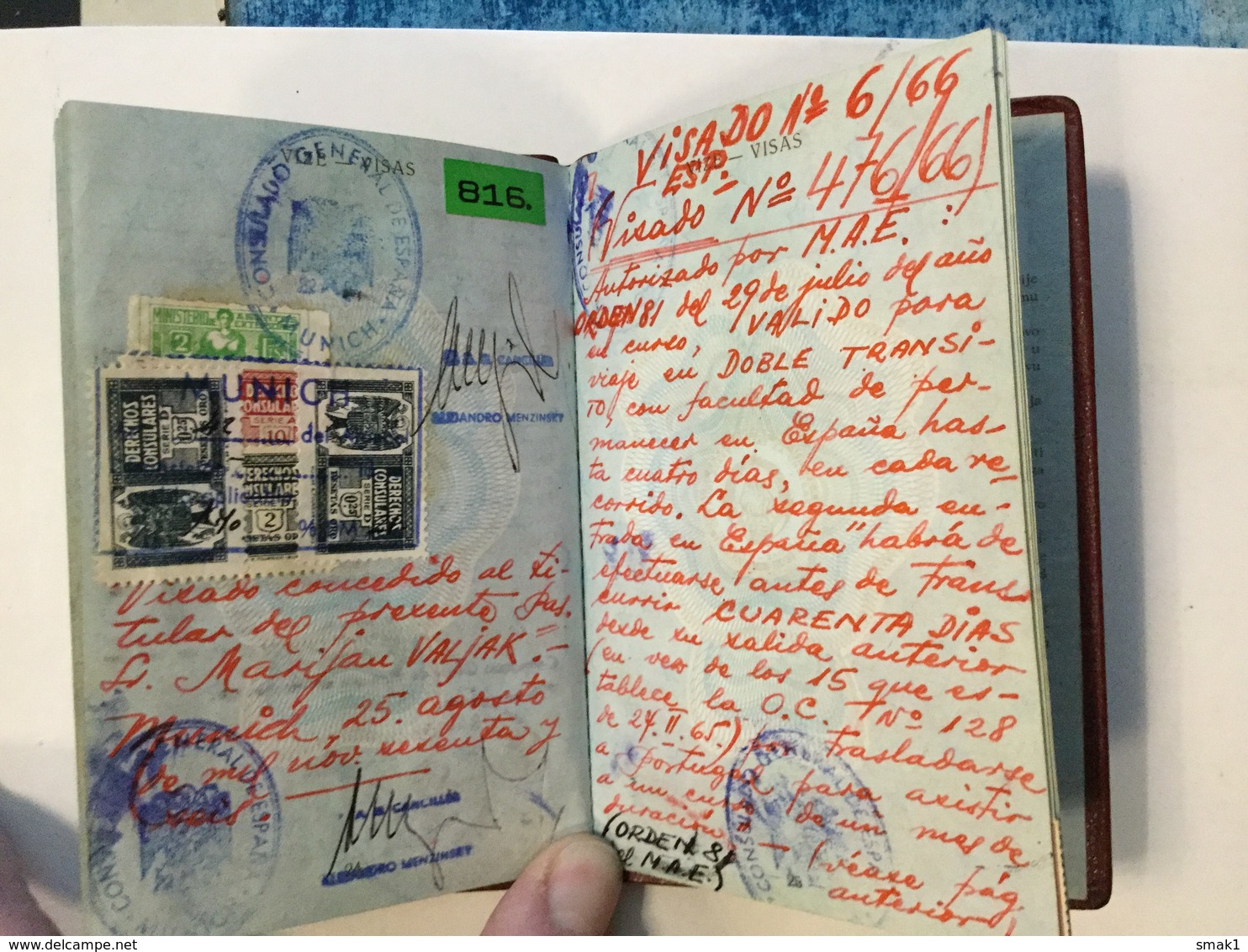 PASSPORT   REISEPASS  PASSAPORTO   PASSEPORT YUGOSLAVIA  1965. VISA TO: GERMANY , AUSTRIA , FRANCE , PORTUGAL , SPAIN