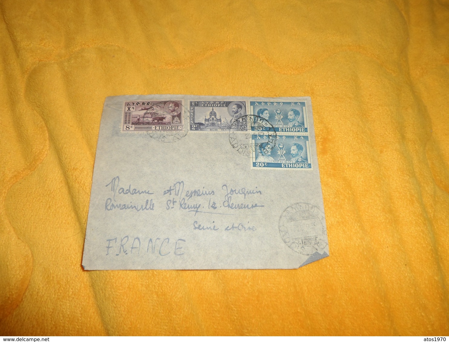 DEVANT DE LETTRE ANCIENNE DE 1950 ?.../ ETHIOPIE....CACHETS ADDI ABESA ?...+ TIMBRES X4 - Ethiopie