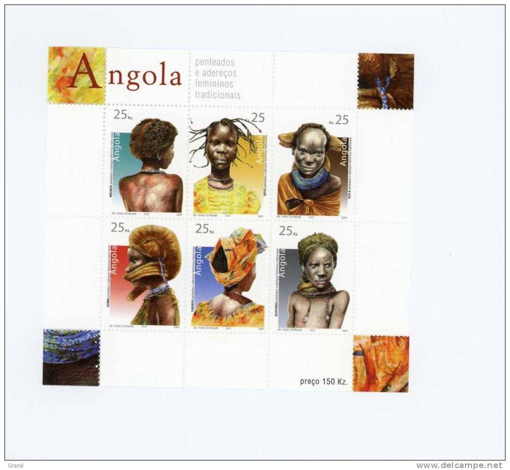 Coiffes Indigènes-Angola-2003-1551/6 Feuille***MNH - Angola