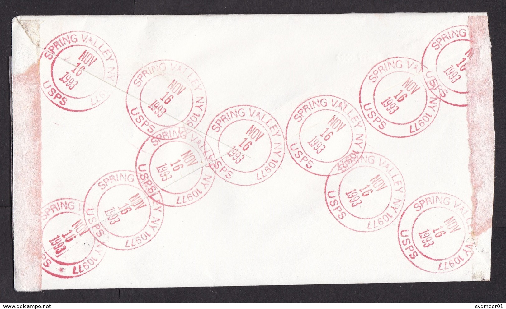 USA: Registered Airmail Stationery Cover To Germany, 1993, 5 Extra Stamps, High Value $ 6.95, R-label (minor Damage) - Brieven En Documenten