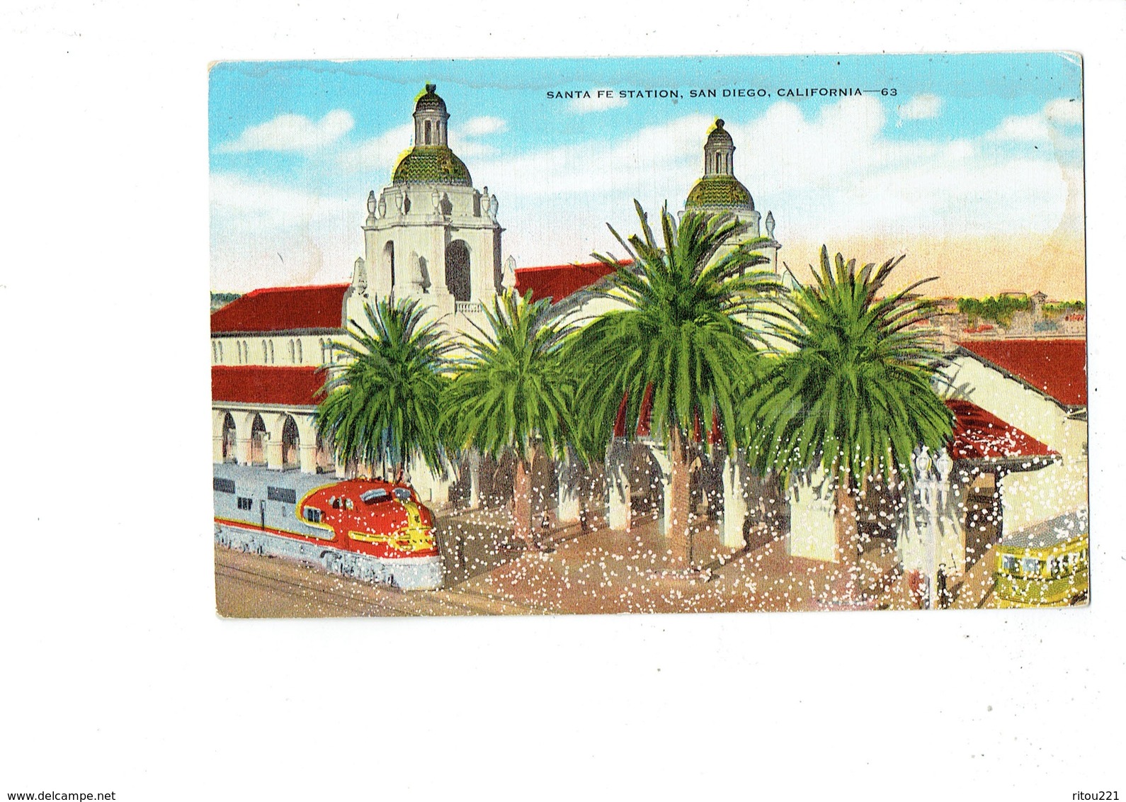 Cpa - California - SANTA FE STATION - SAN DIEGO - Train - N°63 Hopkins News Agency 29181 - San Diego