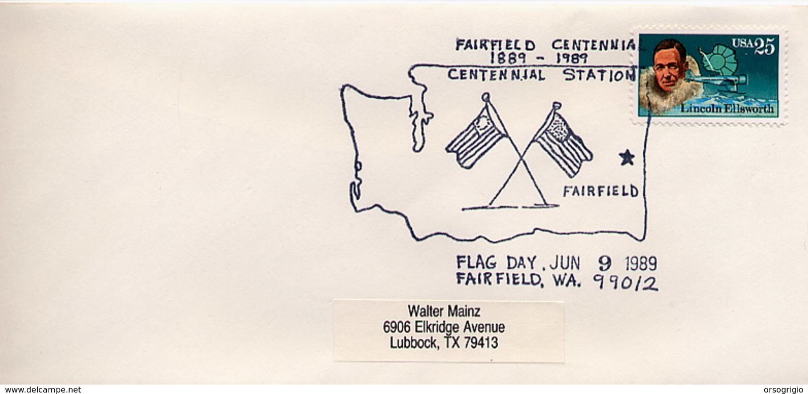 USA - FAIRFIELD WA 99012 - FLAG DAY -  CARTA GEOGRAFICA - MAPPA - Geografia