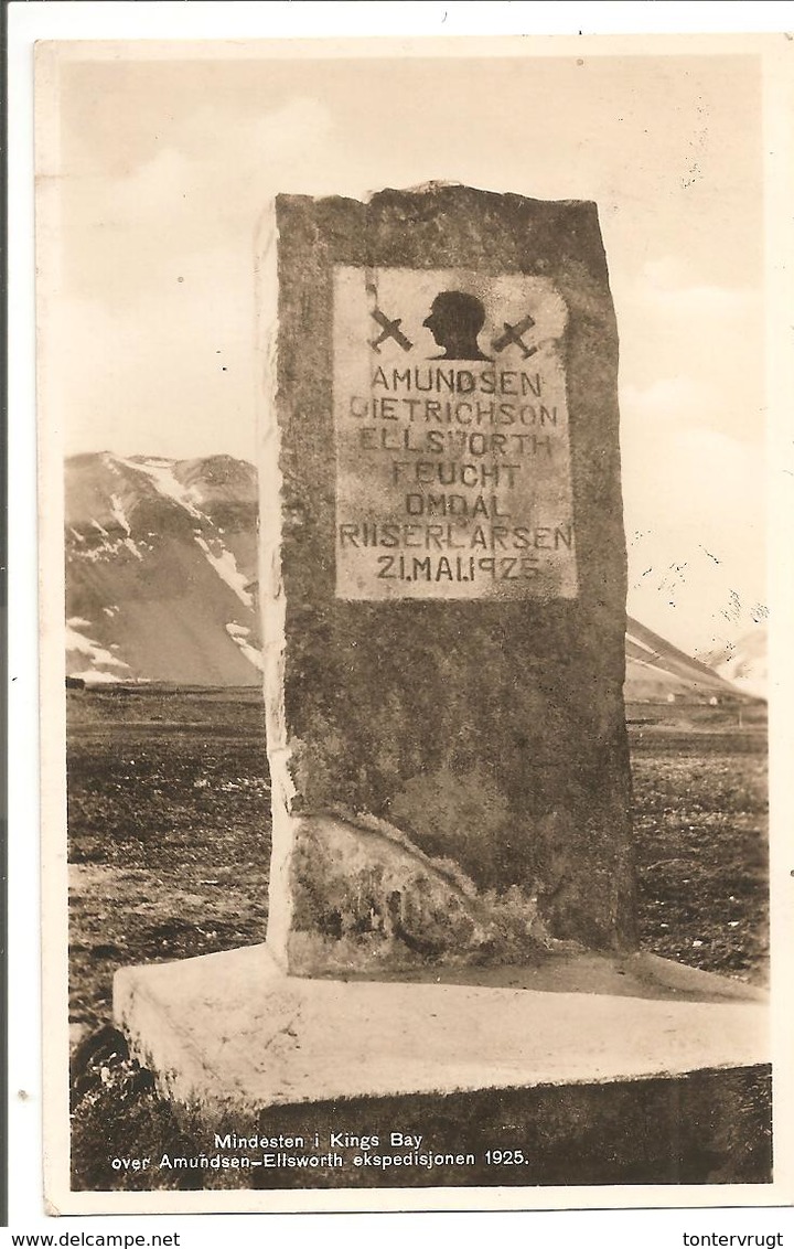 1935 Kings Bay Spitsbergen>Alesund>Vincennes France.CPA Amudsen Ellsworth Monument 1925 - Autres & Non Classés