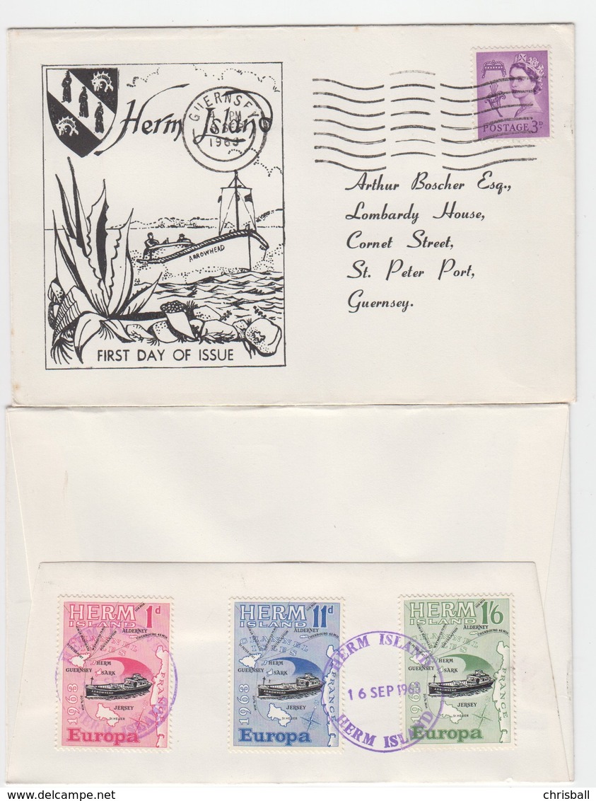 Guernsey Herm Island -1963 Europa Set 2 On FDC - Guernesey