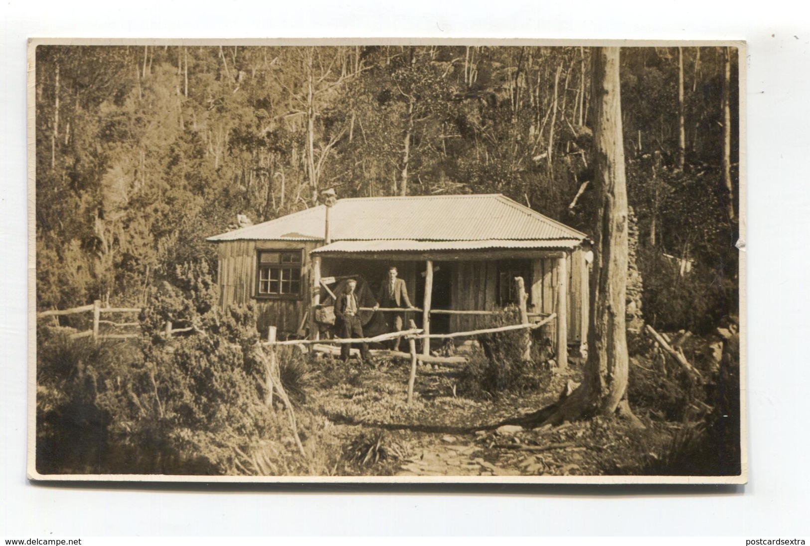 Tasmania - Twilight Tarn, Men At A Ski Club Hut - 1934 Real Photo Postcard - Wilderness