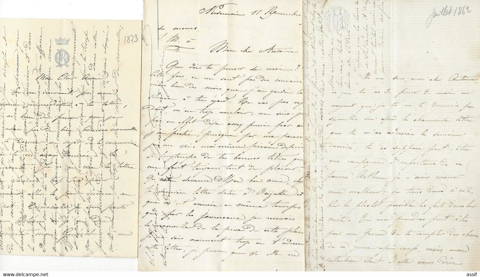 OTHON ( Otto ) DE REINACH - WERTH 1841 - 1874  Autographe 10 Lettres 46 P. Algérie Insurrection 1864 Gal Youssouf - Autres & Non Classés