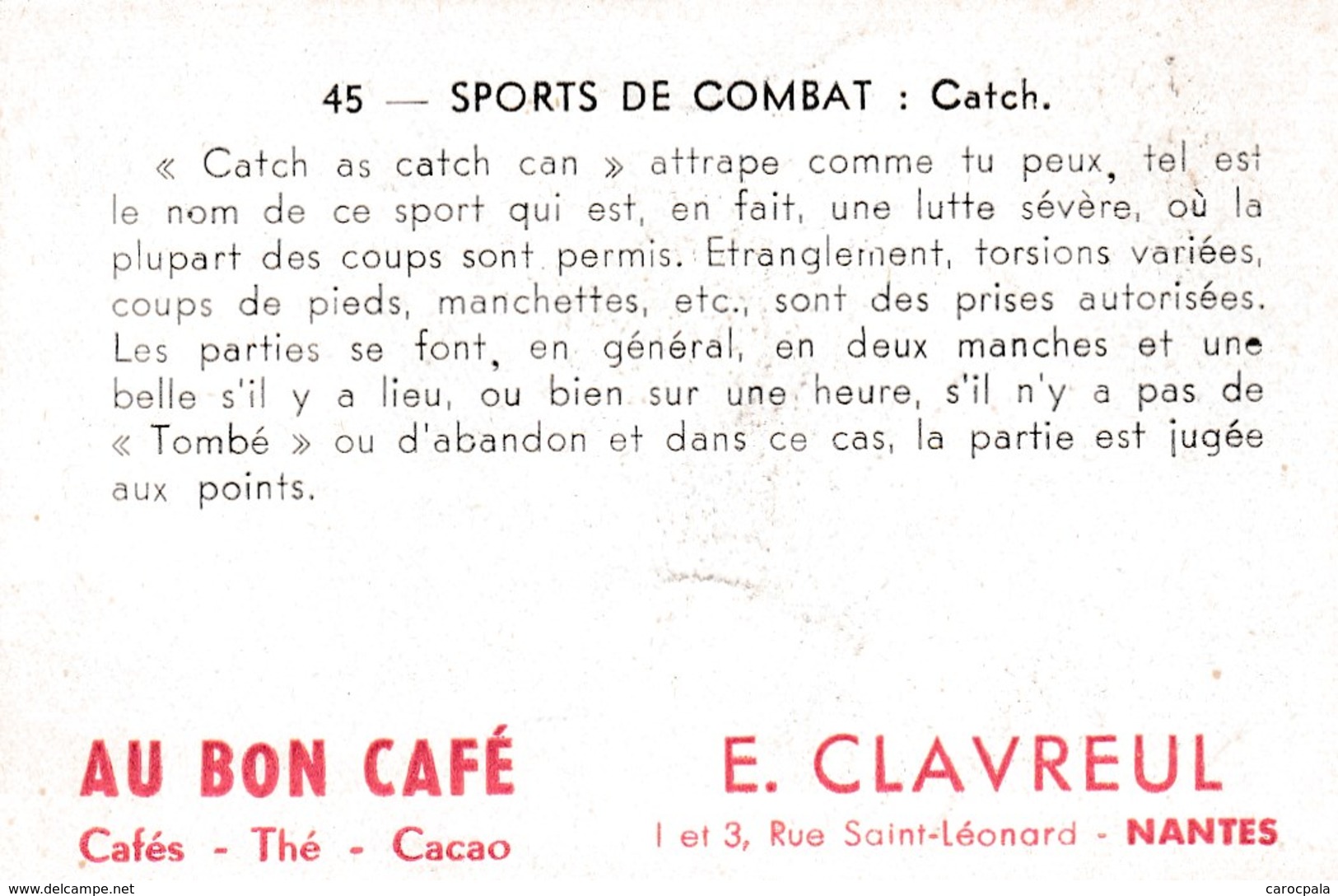 Vers 1950 LES SPORTS / DE COMBAT / JUDO ET CATCH - Martial