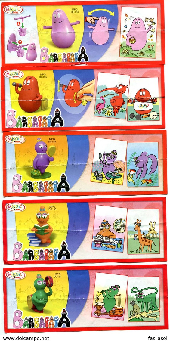 Kinder 2012 : Série Complète : Les Barbapapa (9 Figurines Avec 5 BPZ + Boîte Emballage) - Cartoons