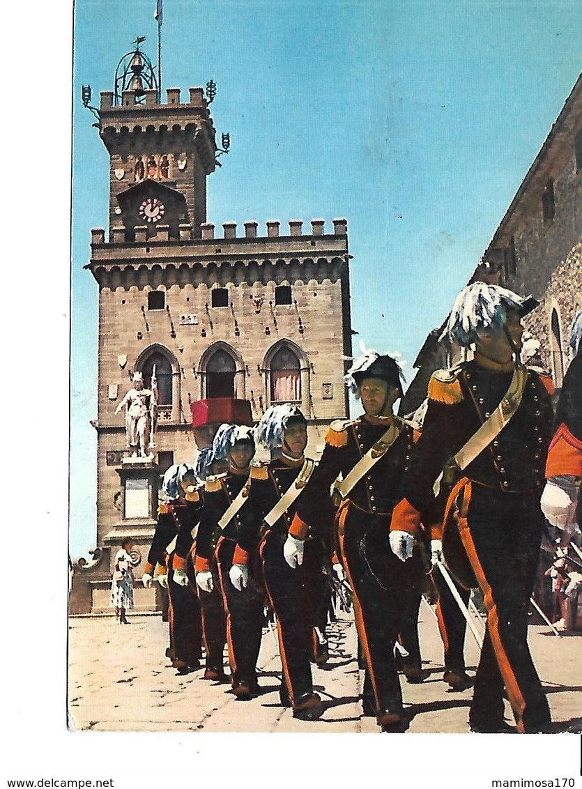 Europe-SAN-MARINO-Garde D'Honneur Palais Du Gouvernement- -PUB.Collection AMORA-TIMBRE-Obliteration-1960 - San Marino