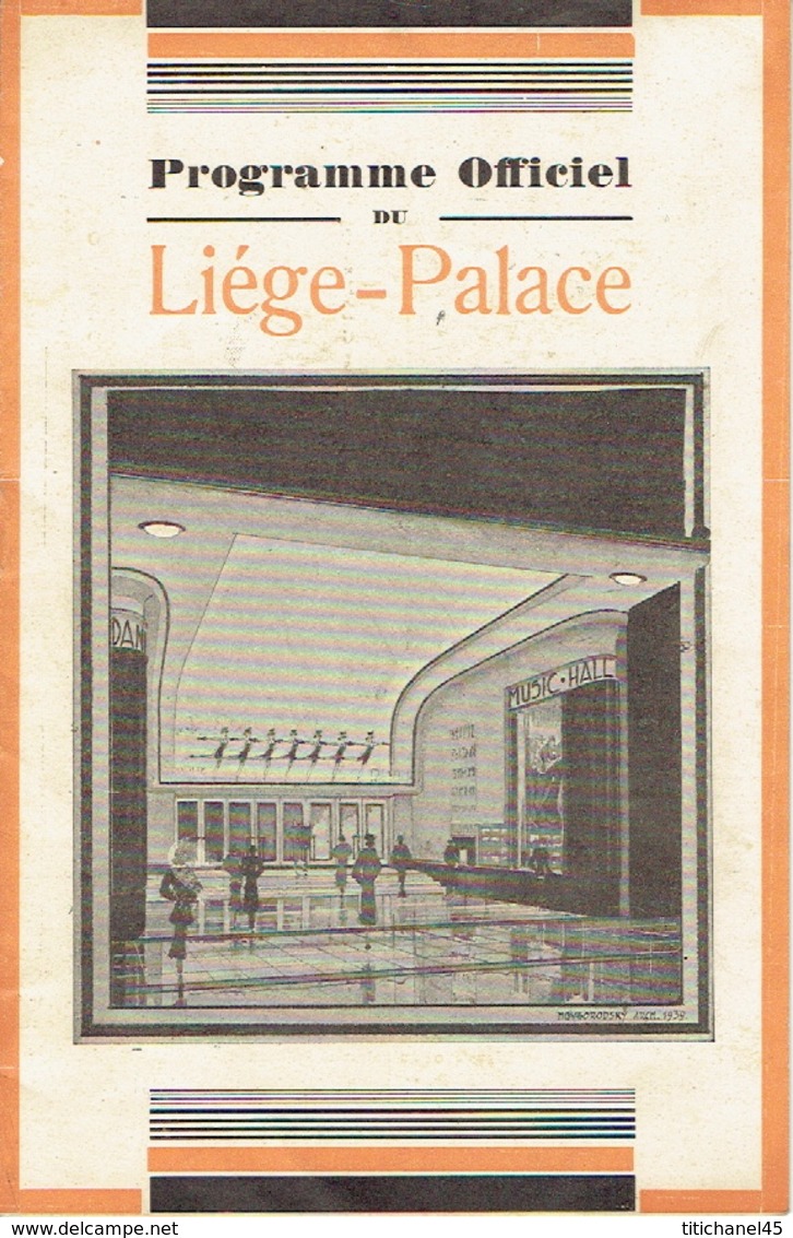 LIEGE 1940 -Programme Cinéma LIEGE-PALACE-12 PAGES-Illustrateur NOVGORODSKY-L.JOUVET & L.HARVEY Dans Sérénade éternelle - Programmes