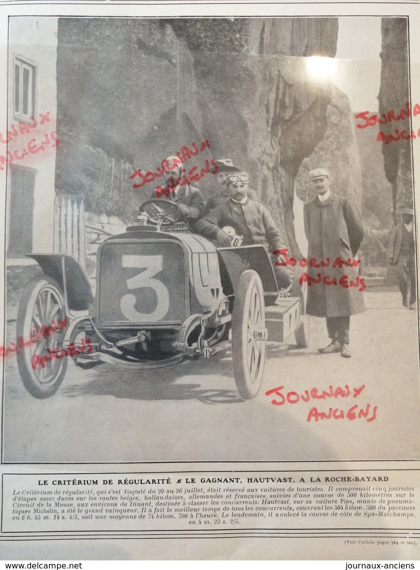 1906 COURSE AUTOMOBILE - LE CRITÉRIUM DE LA RÉGULARITÉ - LA ROCHE BAYARD.- DÎNANT - PRUM - REIMS - 1900 - 1949