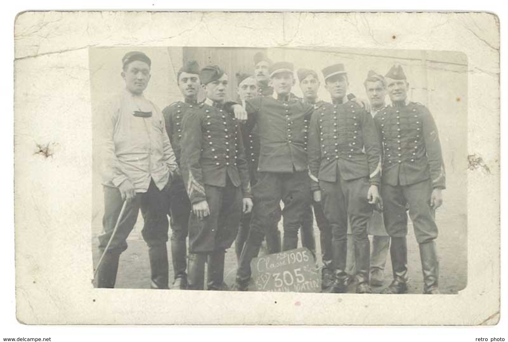 Cpa Carte-photo Groupe De Soldats, 305eme ?, Envoyée à Cairanne Par Sainte Cécile ( Vaucluse ) (état) - Personnages