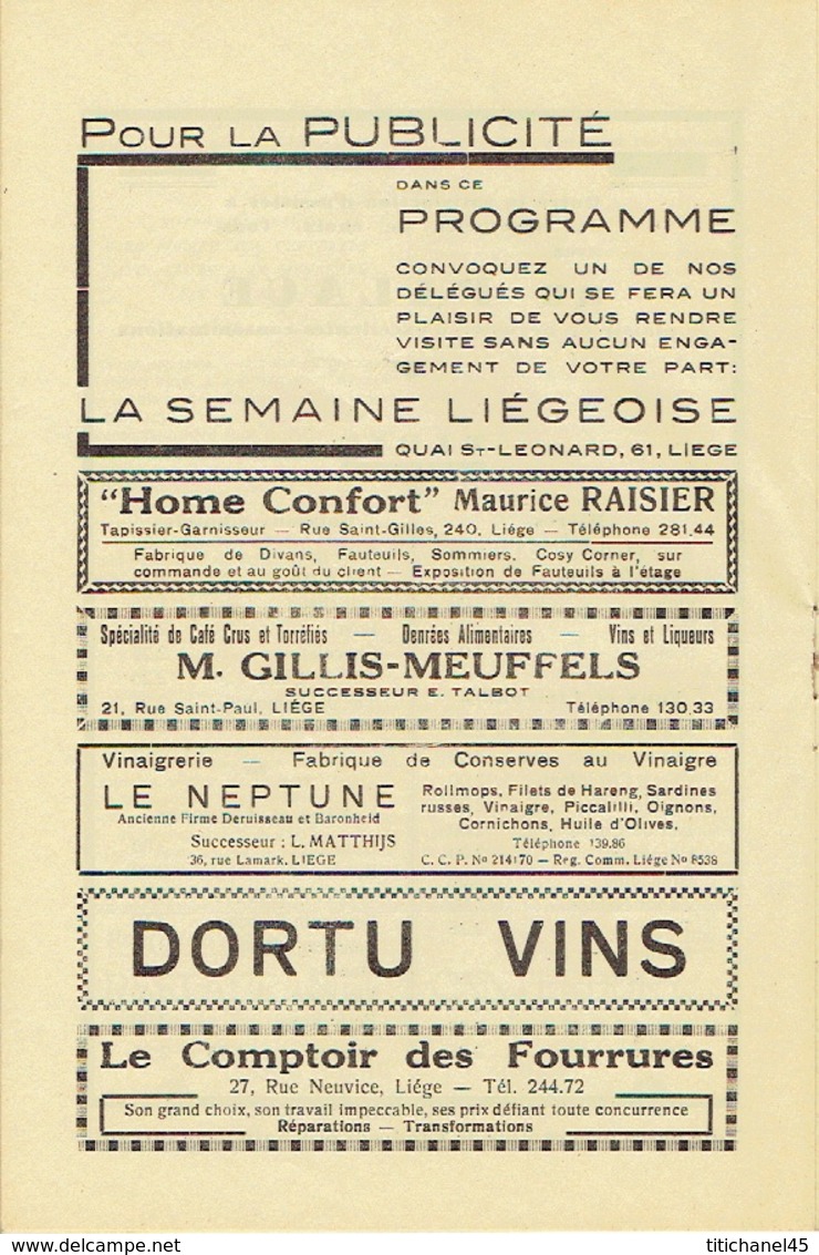 LIEGE 1939 - Programme cinéma LIEGE-PALACE - 12 PAGES - Illustrateur MONTFORT - Françoise ROSAY & Pierre RENOIR