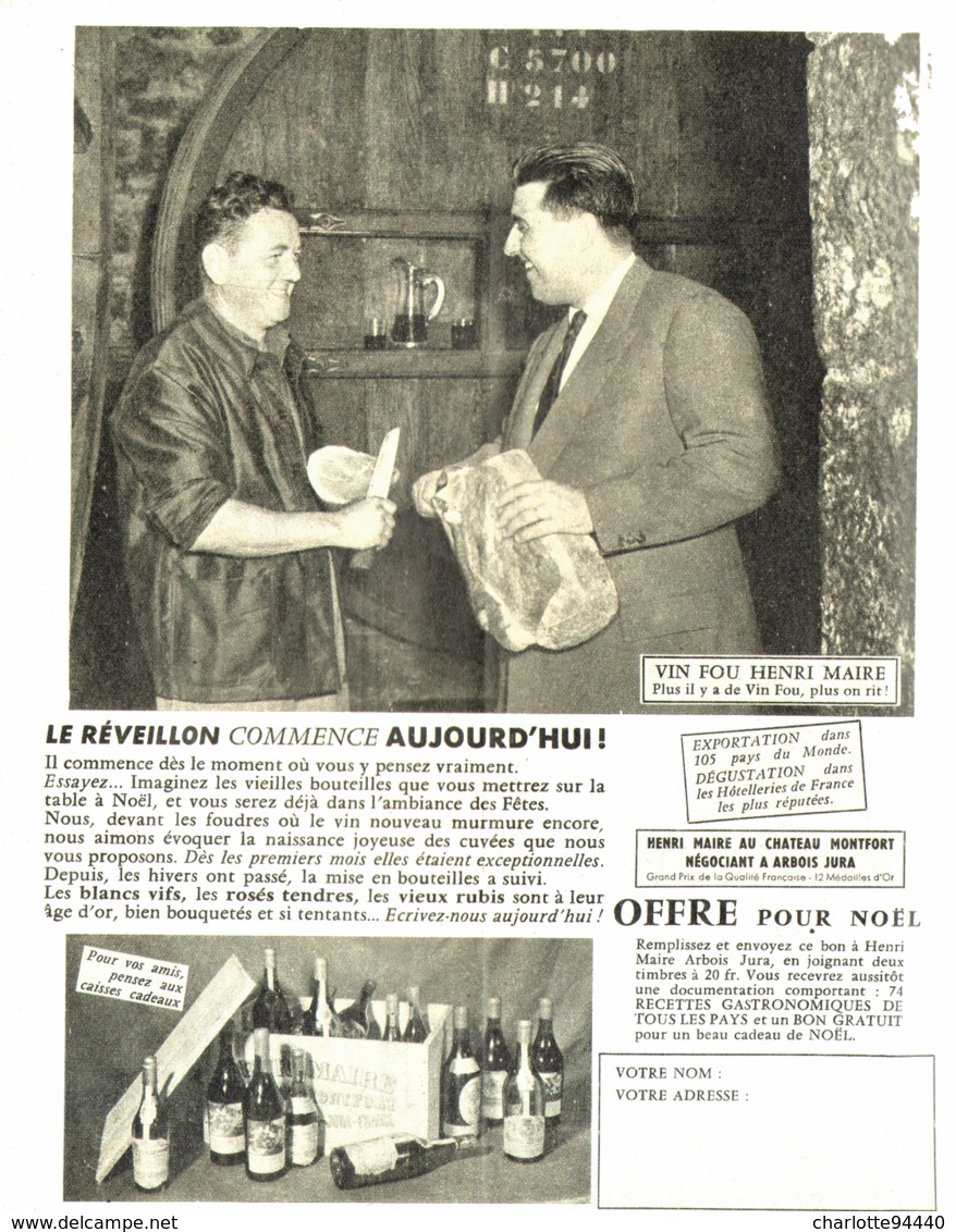 PUB  VIN " HENRI MAIRE  "  1957 ( 3 ) - Other & Unclassified