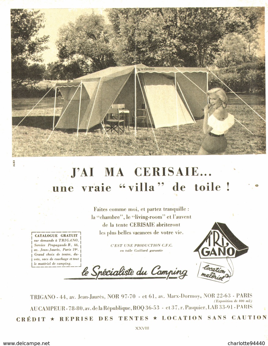 PUB TENTE  " TRIGANO  "  1957 (1) - Camping