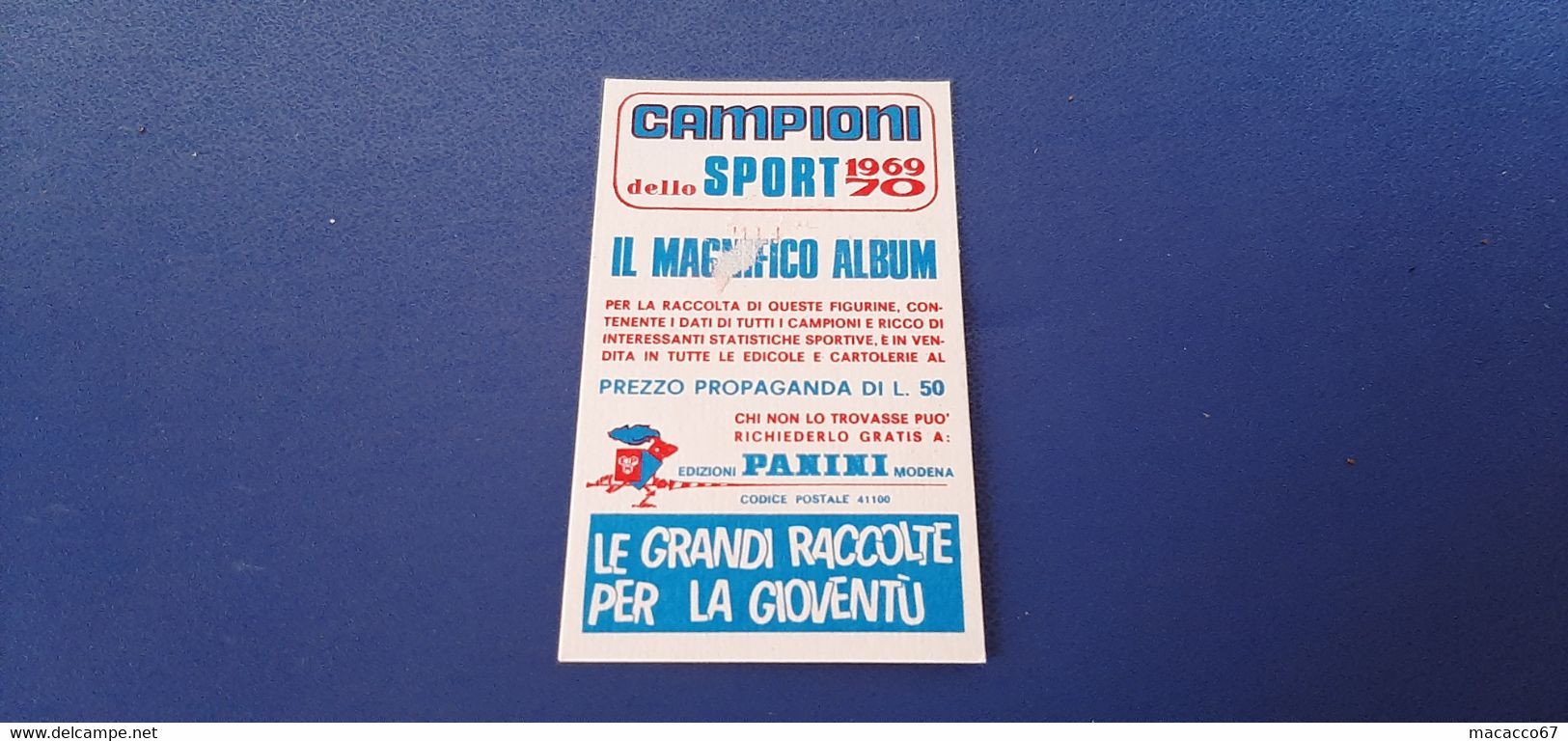 Figurina Panini Campioni Dello Sport 1969 - 266 Leopoldo Casanova - Edizione Italiana
