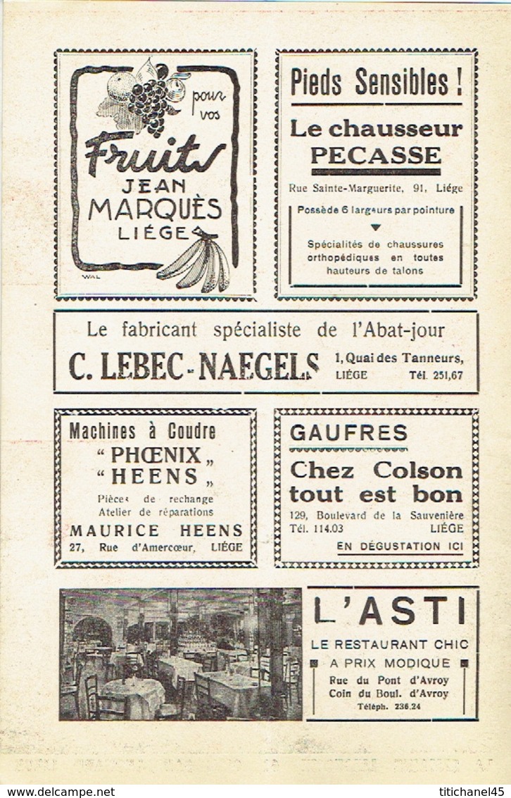 LIEGE 1939 - Programme Cinéma LIEGE-PALACE - 12 PAGES - Illustrateur MONTFORT - L. BAROUX, P. LARQUAY, R. TOUTAIN - Programmes