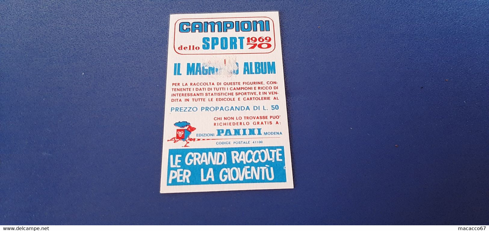 Figurina Panini Campioni Dello Sport 1969 - 281 Franco Del Campo - Edizione Italiana