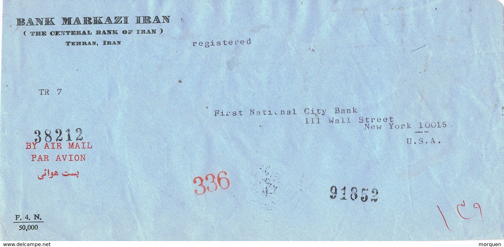 31560. Carta Aerea Certificada TEHRAN (Iran) 1971 . Diversas Marcas To USA - Irán