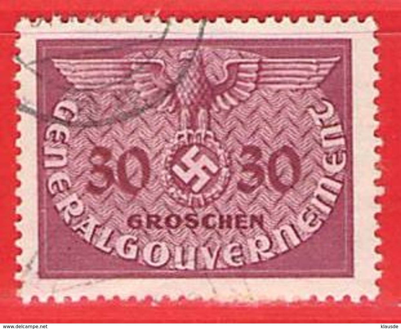 MiNr.7 O Deutschland Besetzungsausgaben II. Weltkrieg Generalgouvernement ,Dienstmarken - Besetzungen 1938-45