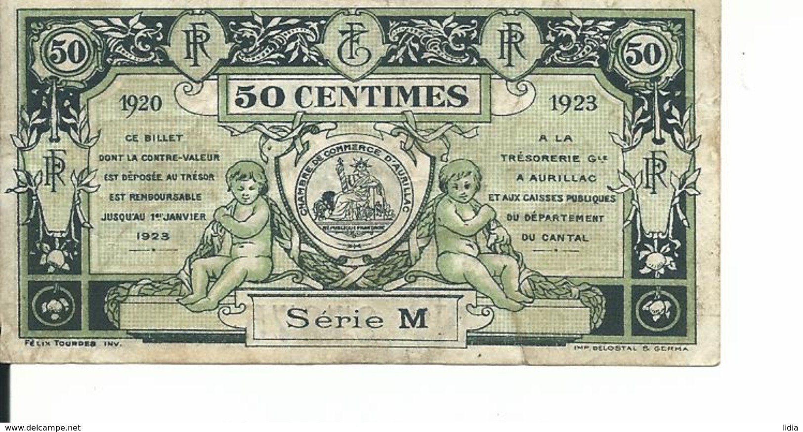 Aurillac     50 Centimes   Chambre De Commerce  'd  Aurillan  1920   1923 - Aurillac