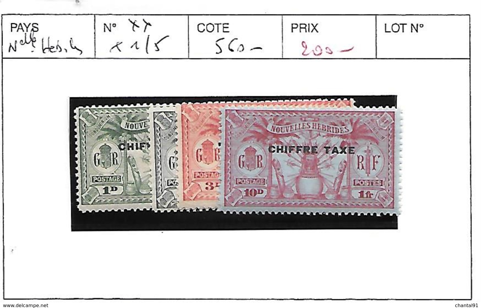 NOUVELLES HEBRIDES N° TAXE 1/5 * ET ** - Timbres-taxe