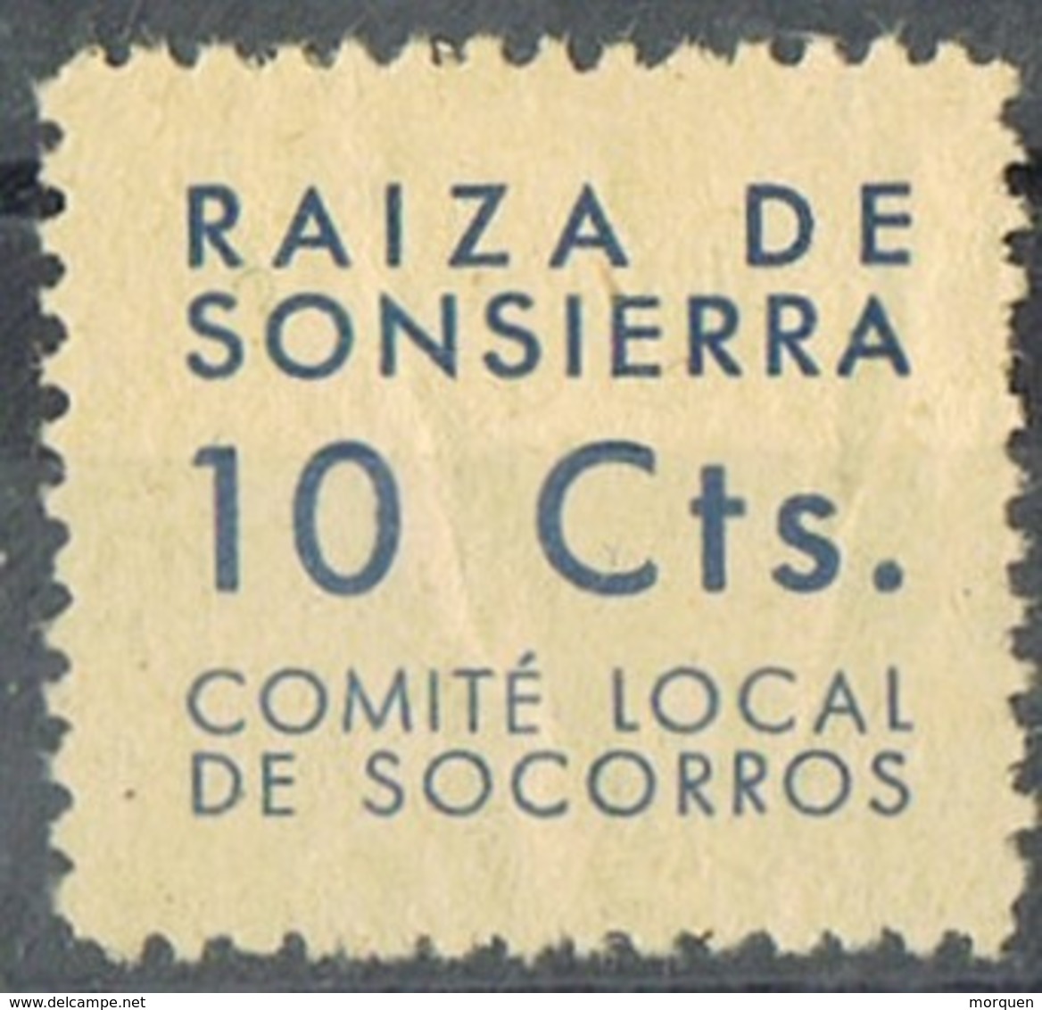 Sello RAIZA De SONSIERRA (Logroño) ?, Guerra Civil 10 Cts Azul Sobre Amarillo ** - Viñetas De La Guerra Civil