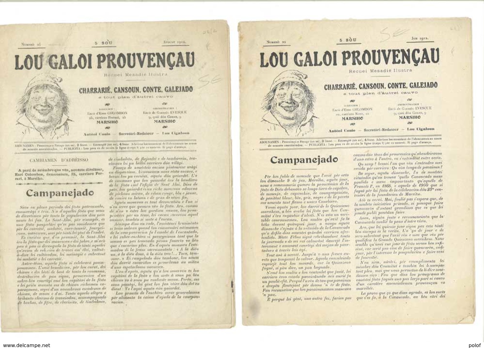 Lou Galoi Prouvençau - 2 Journaux  - N° 22 & 24 -Recuei Mésadié Ilustra - Charrarié, Cansoun, Conte, Galejado   (VP 845) - Autres & Non Classés