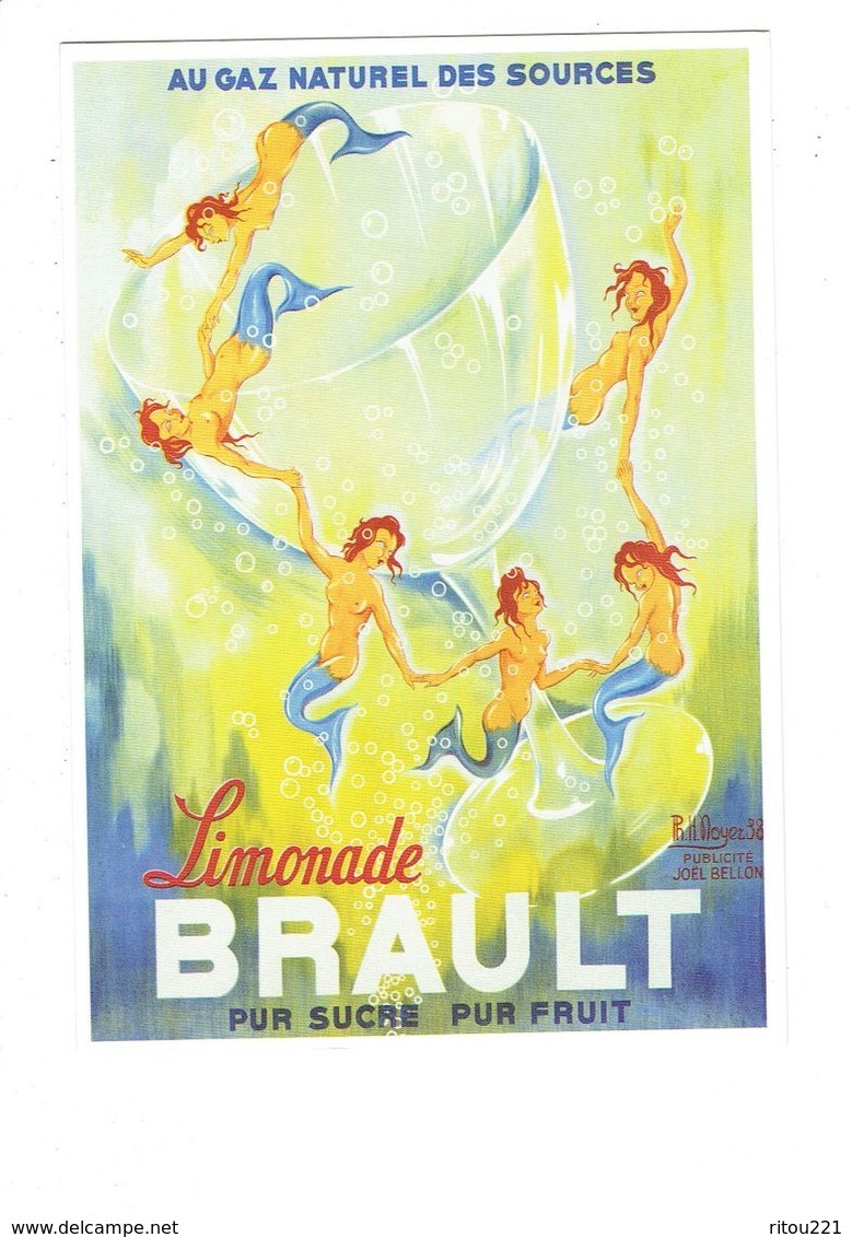 Cpm - Illustration Noyer Publicité Joel Bellon - Limonade BRAULT Gaz Naturel - Sirènes Sirène Seins Nus - Advertising