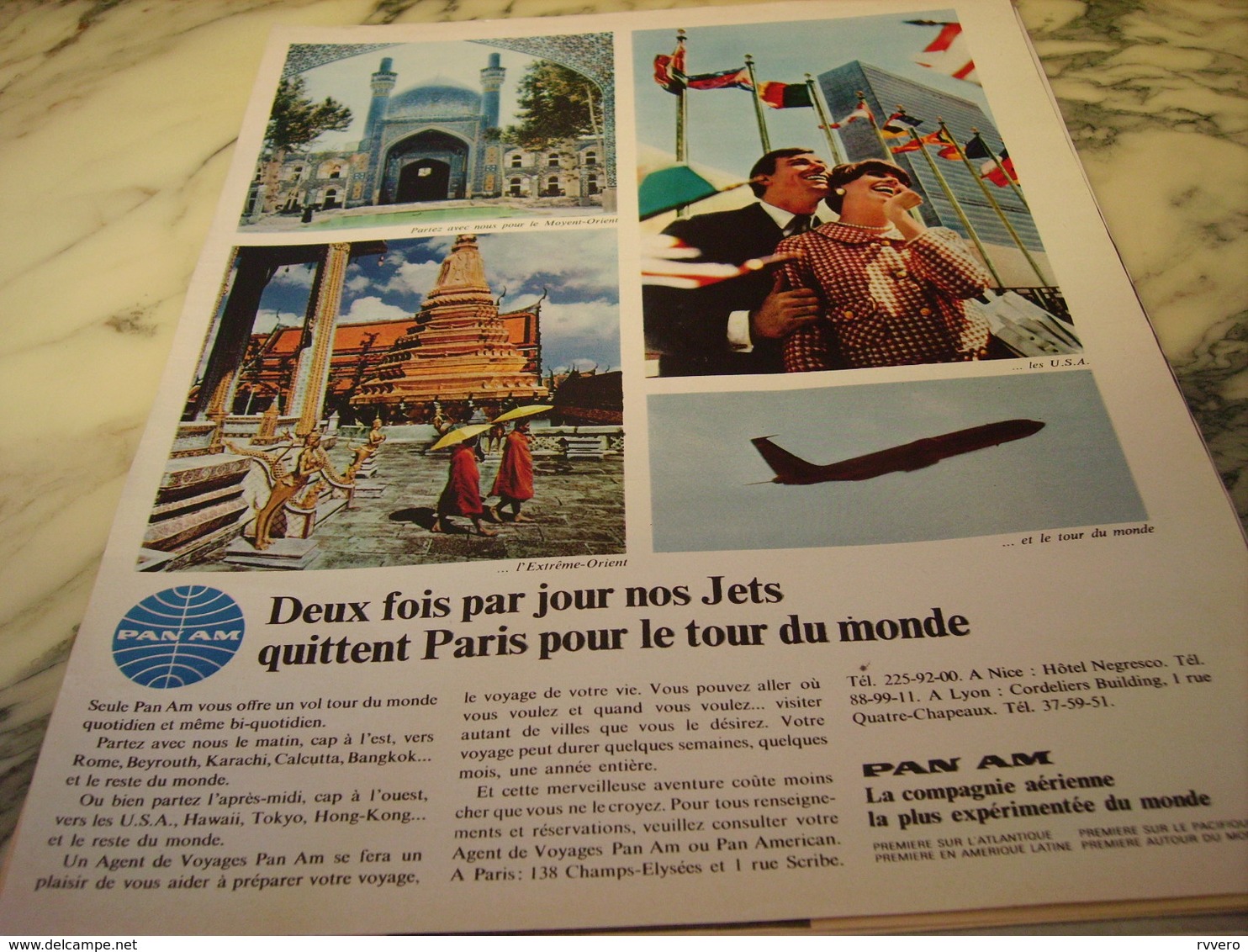 ANCIENNE PUBLICITE VOYAGE PAN AM VOL QUITTE PARIS  1966 - Publicités