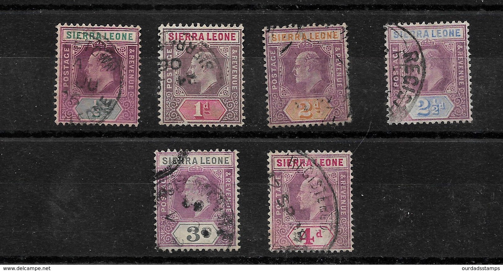 Sierra Leone, 1904 KEVII Selection To 4d Used Wmk Mult Crown (7383) - Sierra Leone (...-1960)