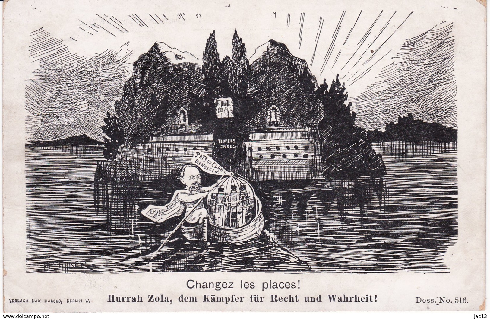 Zola_78 - Ile Du Diable - Changez Les Places ! - Zola - Armand Du Paty De Clam - Affaire Dreyfus - Carte Précurseur Alle - Satiriques